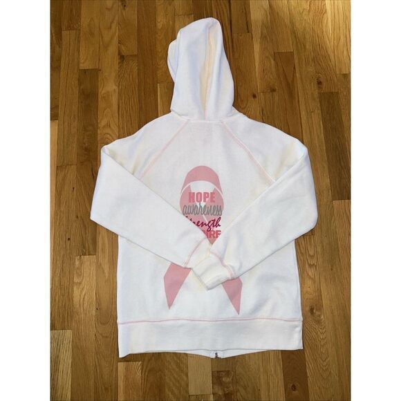 Pink Breast Cancer awareness ribbon flower outline‎ Hoodie - Picture 5 of 6